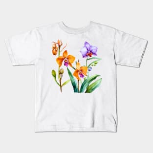 Beautiful Watercolor Orchids Kids T-Shirt